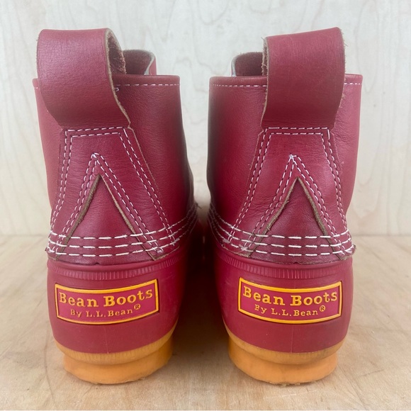 L.L. Bean Red Leather Duck Boots Women’s Size 7 - Picture 5 of 13